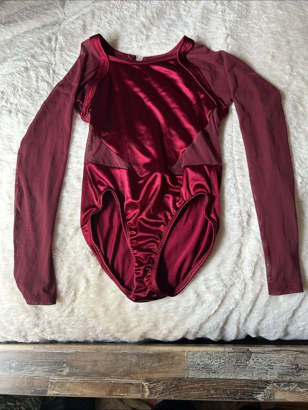 Girls Long Sleeve Burgundy Dance Leotard